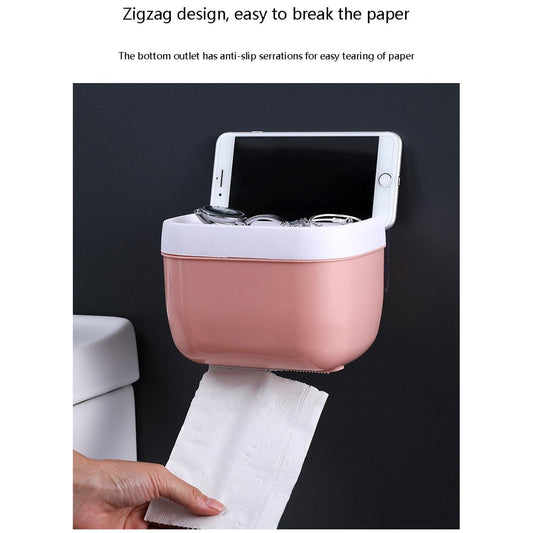 Seamless Toilet Tissue Box – Waterproof Wall-Mounted Holder & Phone Stand