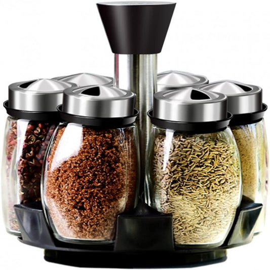 Premium 6-Piece Rotating Glass Spice Rack