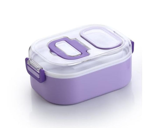 Square Lunch Box – Airtight Single Layer Food Storage Container with Secure Snap-Lock Lid