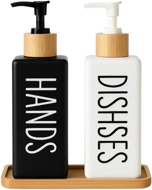 Hands Dishes Soap Bottle Wood - SQUARE