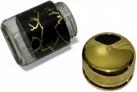 Luxury Glass Spice Shaker, Gold Plated Lid
