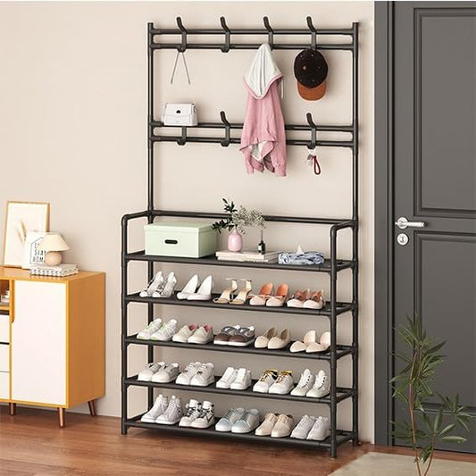 5 Layer Shoe Stand with Coat Hook Narrow, 4 Layer 5 Layer Broad