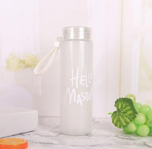 Hello Master Water Bottle – Frosted Glass Hydration Flask