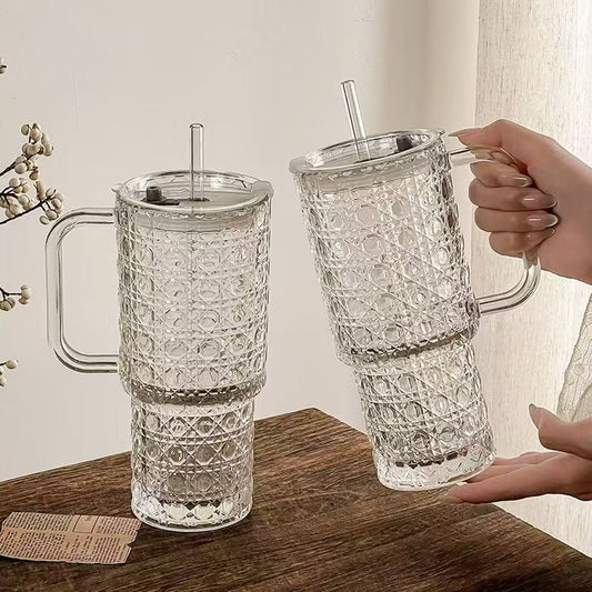 Insulated Glass Tea Mug with Protective Window Sleeve & Easy-Grip Handle (750ML)