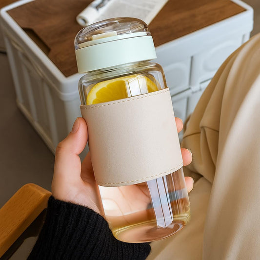 PureSip Insulated Glass Tea Mug with Protective Window Sleeve & Easy-Grip Handle 320ML