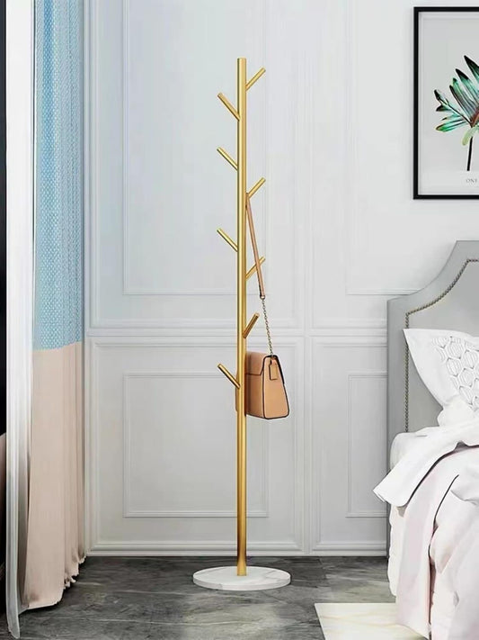 Metal Clothes Rack Bracket Circular Base Gold Accent