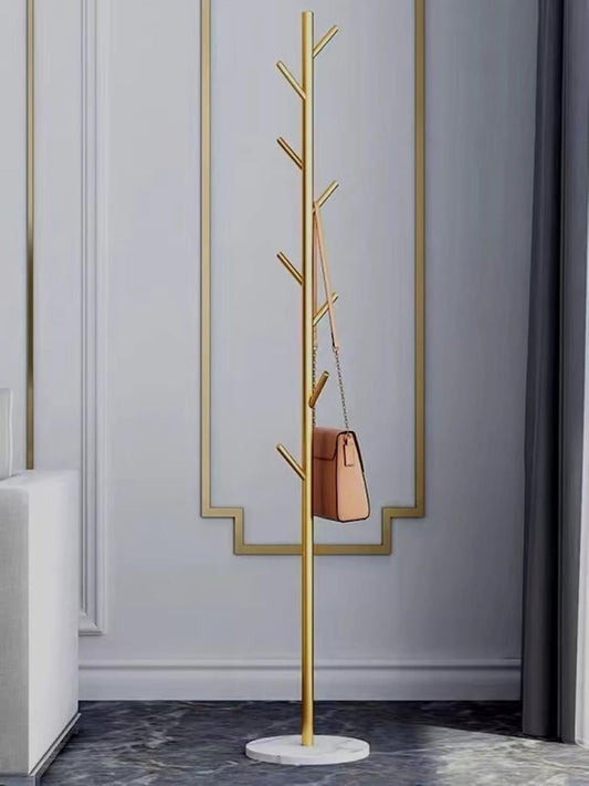 Metal Clothes Rack Bracket Circular Base Gold Accent