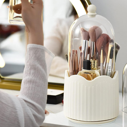 Revolving Cosmetic Organizer – Premium Dust-Proof Vanity Display & Caddy