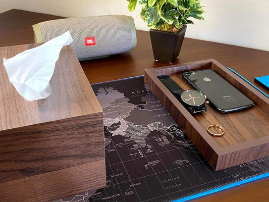 Meridian Noir Artisan Dark Wood Tissue Vault