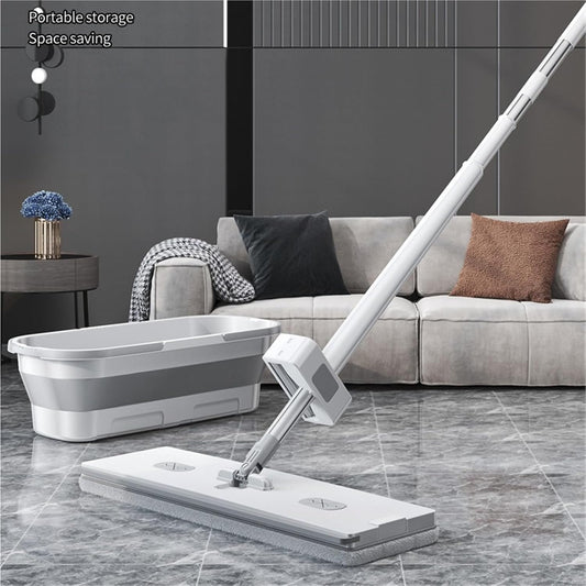 Mop with Silicone Bucket – Premium Space-Saving Floor Cleaning System
