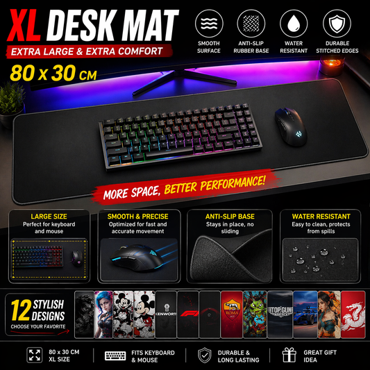Keyboard and Mouse Pad - Desk Pad (Large (30x80 cm)