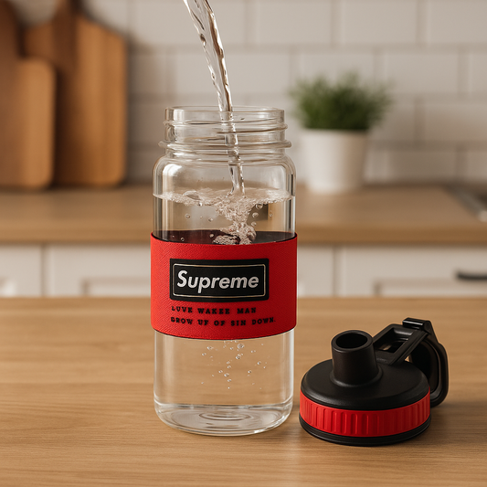Glass Bottle Supreme Sipper Style Red – Premium High-Durability Hydration Jar