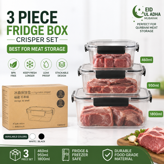 Premium Acrylic Food Storage Box – 3 Piece Airtight Set