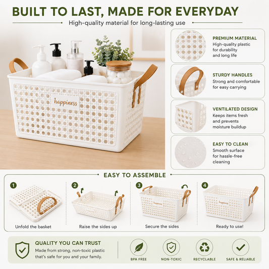 Happiness Mesh Basket with Handle - Large