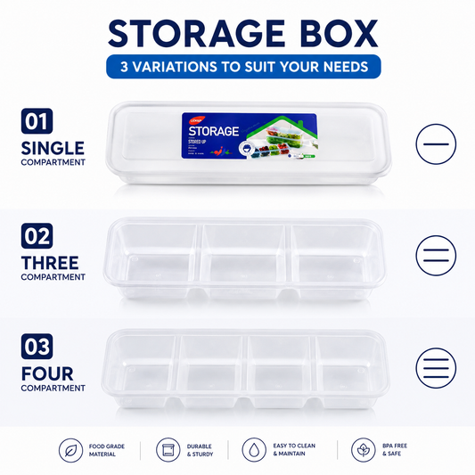 Noodle Storage Grain Box Long Design, 3 and 4 Compartment