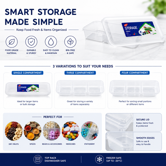Noodle Storage Grain Box Long Design, 3 and 4 Compartment