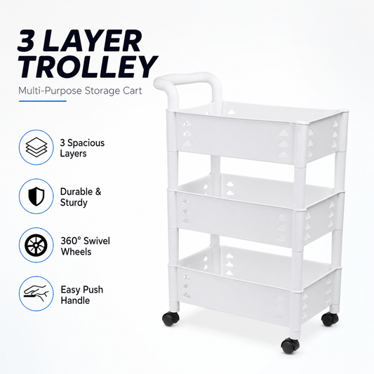Cloud Design Trolley 3 Layer Plastic