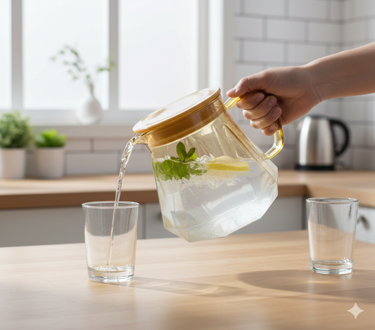 Acrylic Water Jug – Elegant Ribbed Beverage Carafe