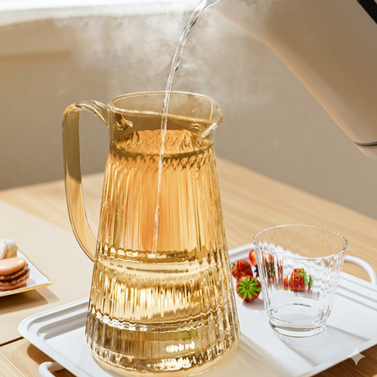 Acrylic Water Jug – Elegant Ribbed Beverage Carafe