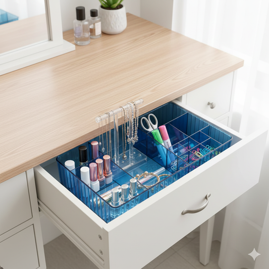 Drawer Cosmetic Organizer Tray – Multi-Section Makeup Storage