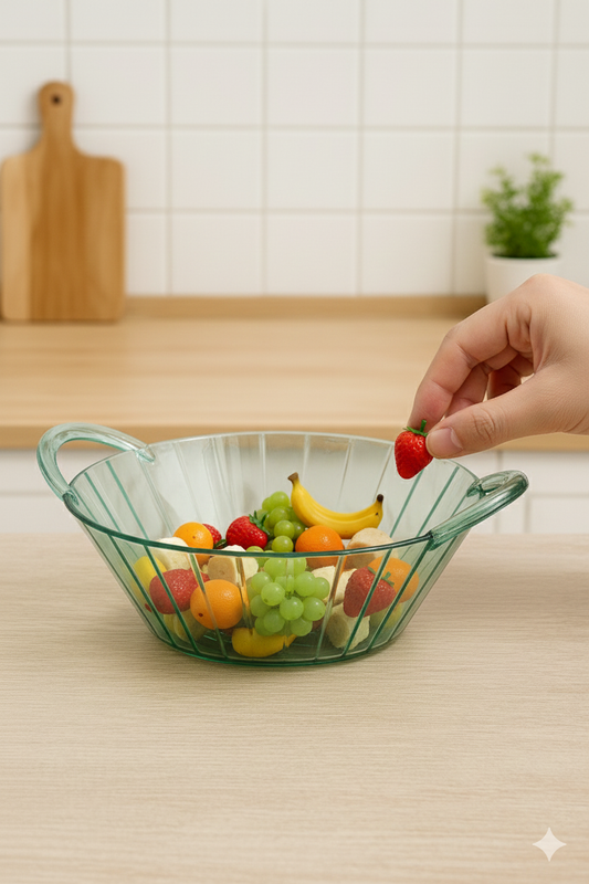Ribbed Fruit Basket with Handles
