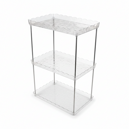 Storage Rack 2 Layer Small – Premium Crystal-Clarity Vanity & Bathroom Tiered Caddy