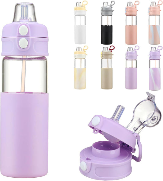 Glass Bottle Rosa with Fabric Sleeve – Premium Borosilicate Hydration Tumbler