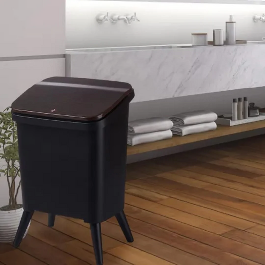 White/Black Press Lid Square Dustbin - 12 Litre, 16 Litre