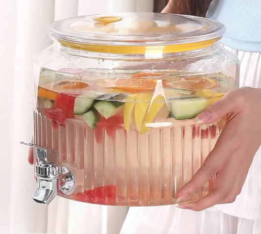 Manual Water Dispenser – Elegant Ribbed Acrylic Beverage Server