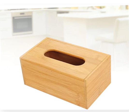 Bamboo Tissue Box – Heavy-Duty Eco-Friendly Desktop Organizer