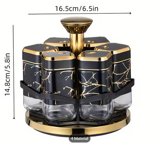 Meridian Petite Marble-Series 6-Piece Rotating Spice Station