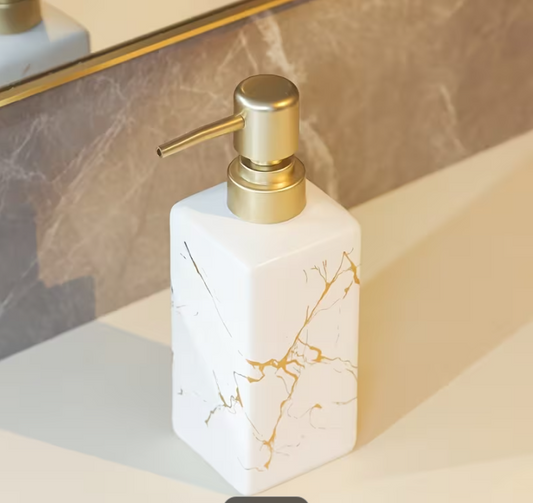 Soap Bottle White Marble SQUARE