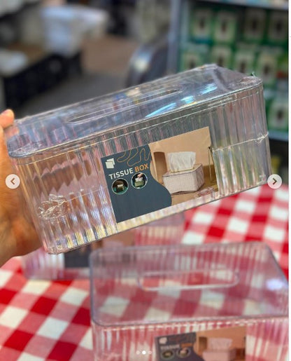 Taiwan Tissue Box – Premium High-Clarity Ribbed Acrylic Organizer