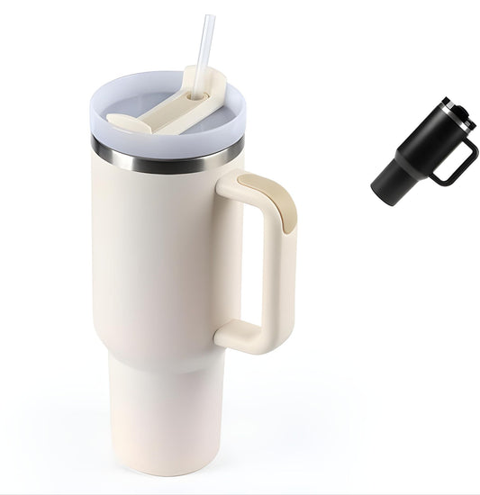 1200ML Insulated Stainless Steel Tumbler with Handle – Double-Wall Vacuum Flask with Straw and Leak-Proof Lid