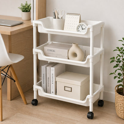 3-Layer Multipurpose Storage Trolley | Slim Rolling Organizer Rack for Kitchen, Bathroom & Home