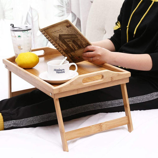 Wooden Folding Table Large – Premium Bamboo Laptop & Bed Tray