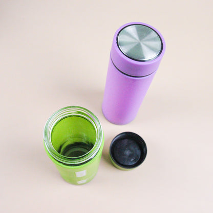 Double-Wall 450ml  Glass Travel Tumbler with Protective Matte Sleeve