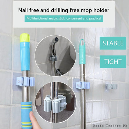 Mop Holder / Mop Sticker – Premium Wall-Mounted Multi-Functional Tool Organizer