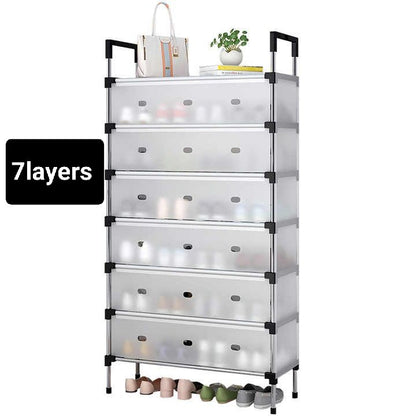 Dustproof Shoe Rack with Metal Pipes and Frosted Glass