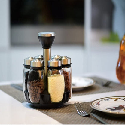 Premium 6-Piece Rotating Glass Spice Rack