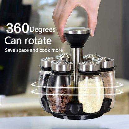 Premium 6-Piece Rotating Glass Spice Rack