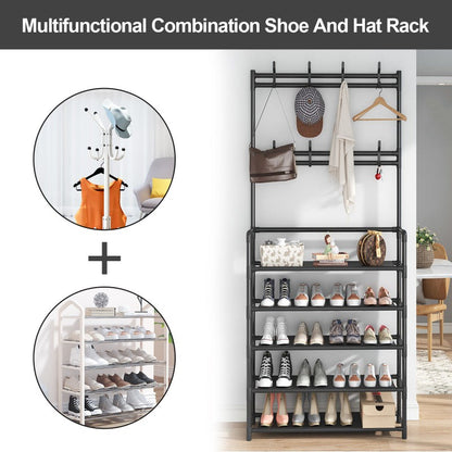 5 Layer Shoe Stand with Coat Hook Narrow, 4 Layer 5 Layer Broad