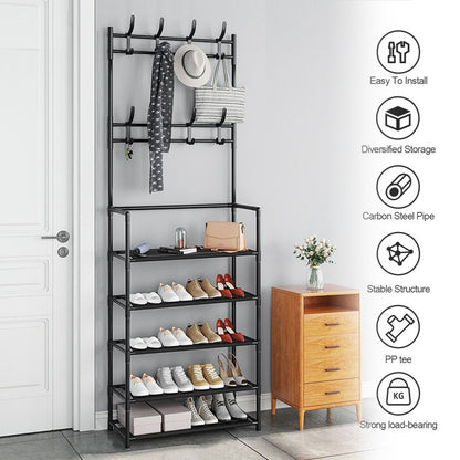 5 Layer Shoe Stand with Coat Hook Narrow, 4 Layer 5 Layer Broad