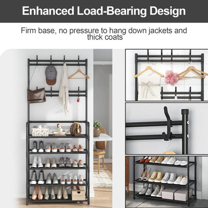 5 Layer Shoe Stand with Coat Hook Narrow, 4 Layer 5 Layer Broad