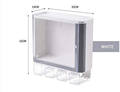 Wall-Mounted Bathroom Organizer Cabinet with Toothbrush Holder and Accessories Holder