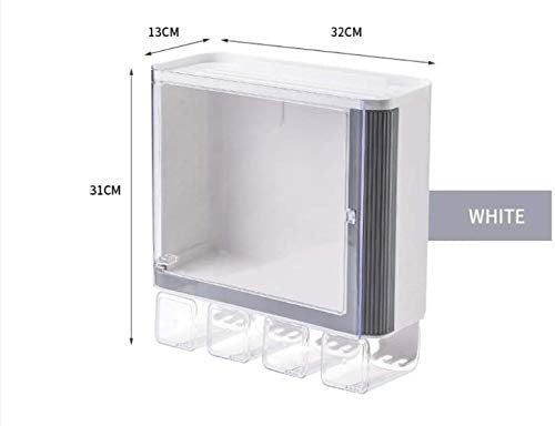 Wall-Mounted Bathroom Organizer Cabinet with Toothbrush Holder and Accessories Holder