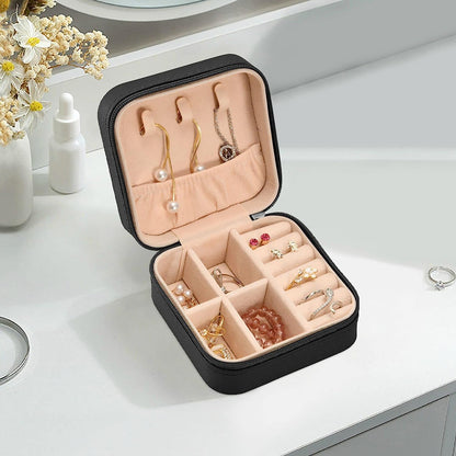 Multi-Layer Travel Jewelry Organizer – Compact Jewelry Box with Built-in Mirror and Divided Storage for Rings, Earrings, and Necklaces