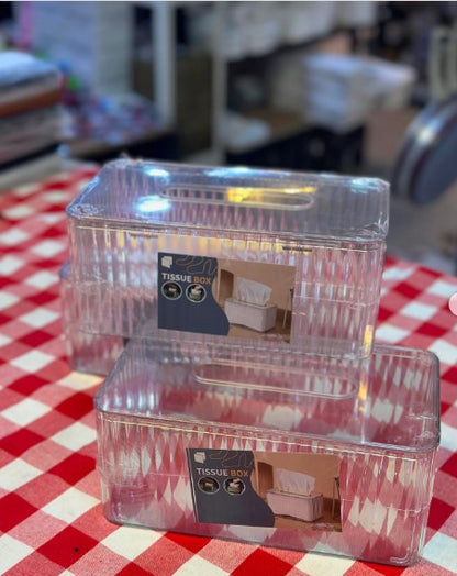 Taiwan Tissue Box – Premium High-Clarity Ribbed Acrylic Organizer