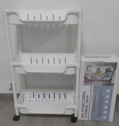 3-Layer Multipurpose Storage Trolley | Slim Rolling Organizer Rack for Kitchen, Bathroom & Home