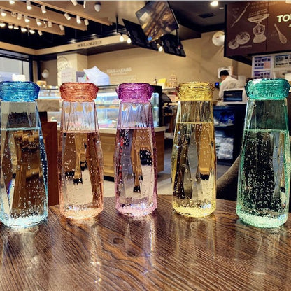 Colorful Diamond Glass Water Bottle – 500 ML